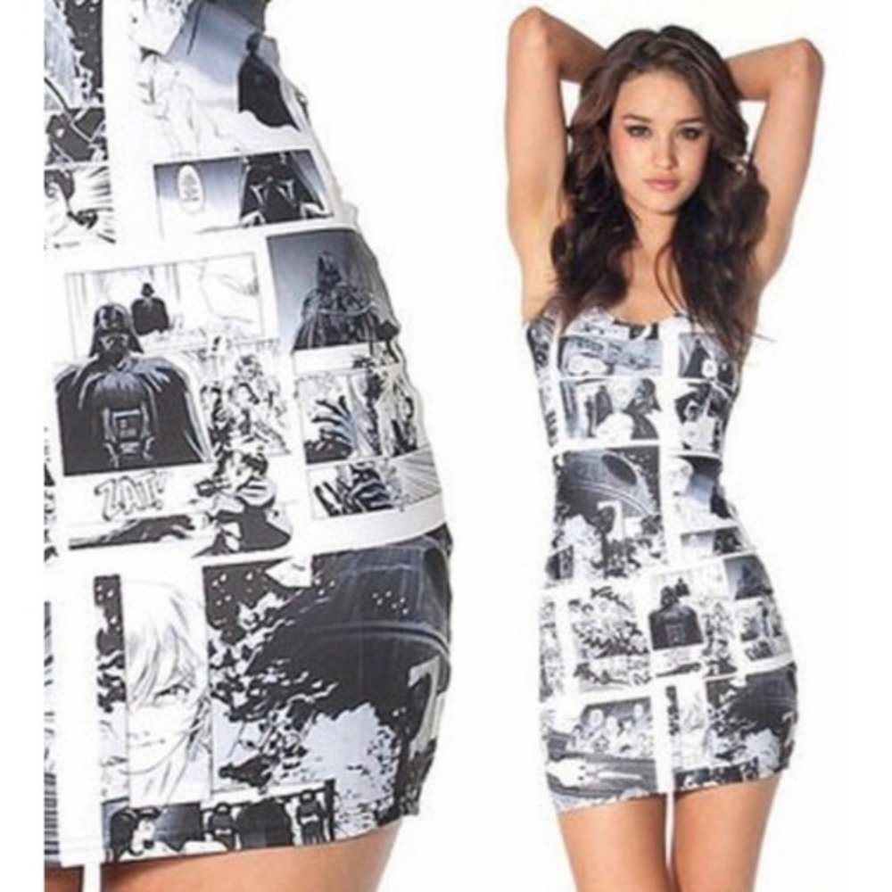Blackmilk Star Wars Manga Bodycon Medium Dress